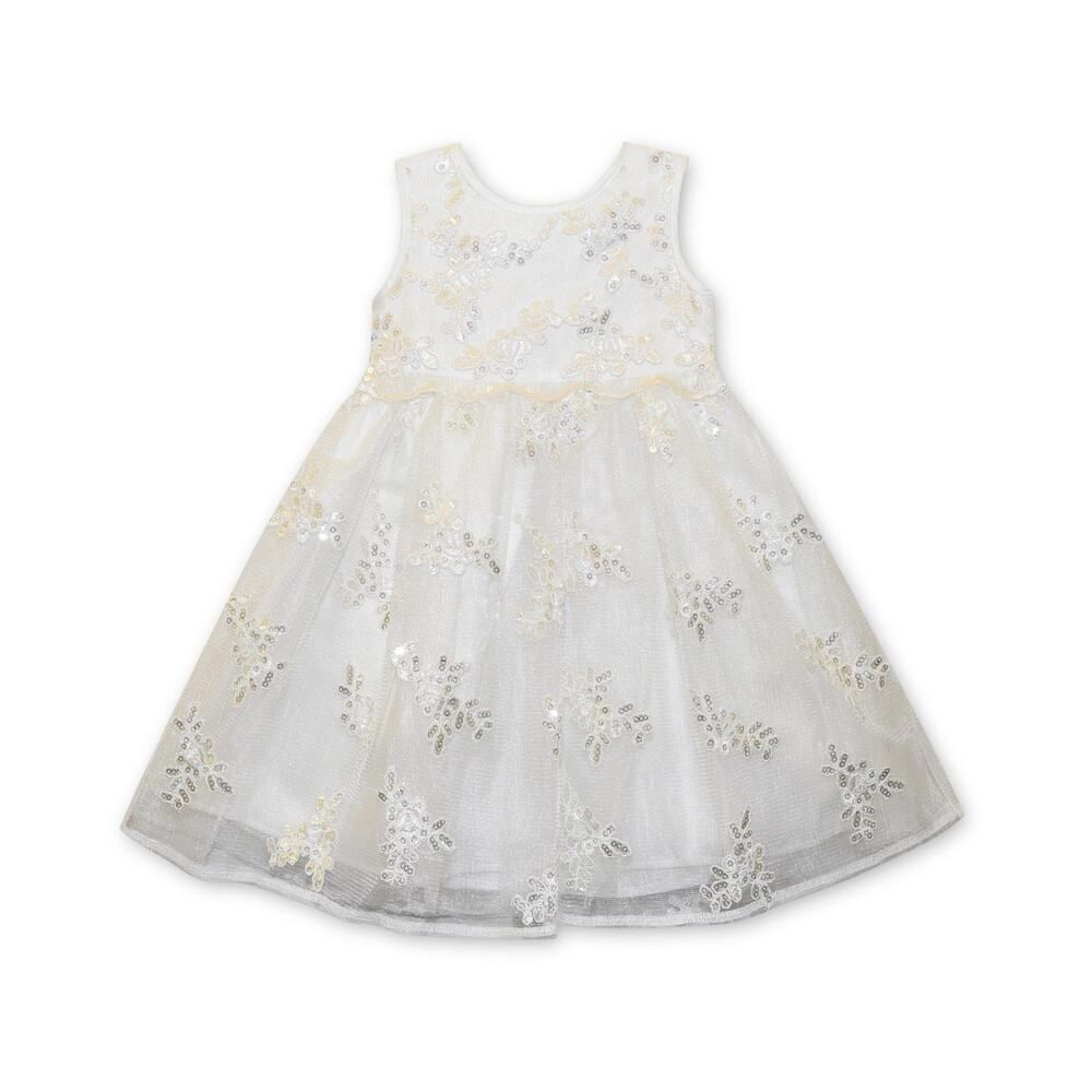 Blueberi Boulevard Girls‎ White Floral Sequin Embroidered Dress Size 3T